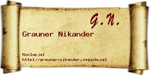 Grauner Nikander névjegykártya